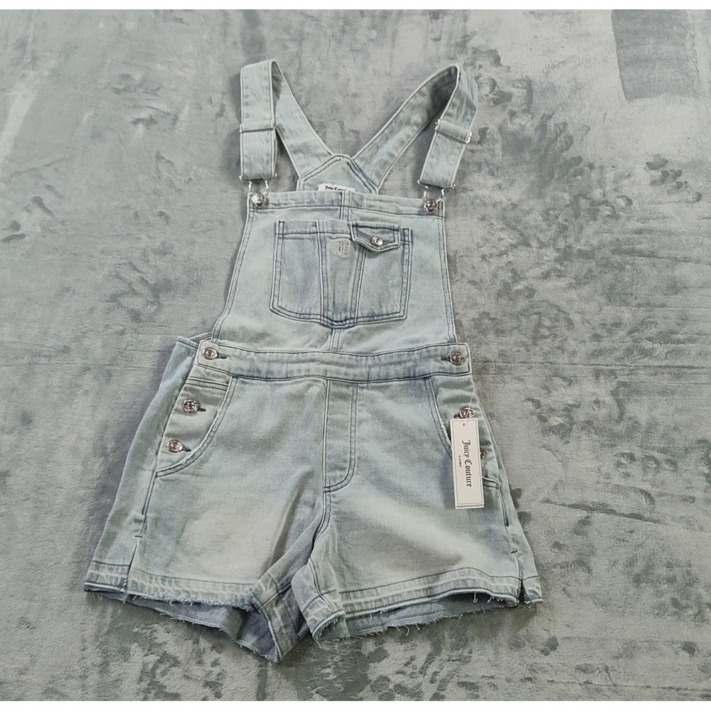 Juicy Couture Women's XS Denim Shortalls Overall Romper Light Wash JC558-OVRL